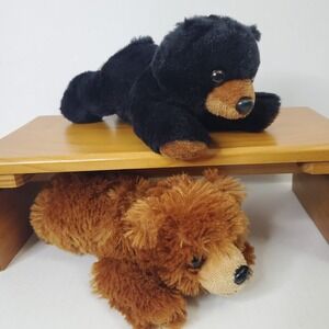 Aurora Flopsie Brown Bear Black Bear Plush Lot Of 2 Flopsies